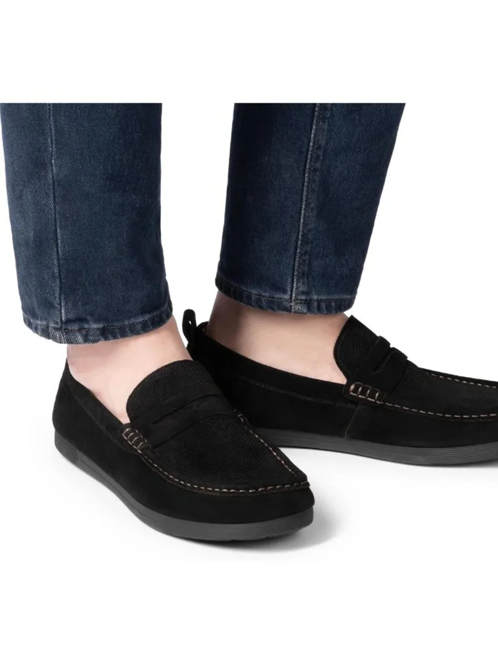 Stylish Men's Suede Leather Penny Loafers - Casual Slip-On Moccasins for Driving